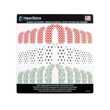 Imagem de HearSkins Adesivos Para Aparelhos Auditivos, Decalques, Peles, Corações, Estrelas, Padrões Florais, Adequados Amplificadores Bte E Ric, Encontre O Melhor Tamanho Aplique, Facilmente Removíveis Repos