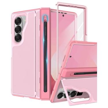 Imagem de YQODSZ Capa para Samsung Galaxy Z Fold 6 com suporte para caneta S, capa dobrável com suporte com protetor de tela de privacidade, suporte invisível, proteção de dobradiça à prova de choque capa de