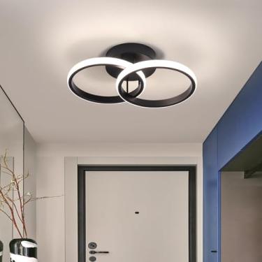Imagem de BEMMY Luminária de Teto, Lustre Redondo com Holofote, Quarto, Cozinha, Sala de Estar, Decoração, Lustre Regulável com Luz Ajustável em 3 Cores 85-165V (Preto) 27 * 17cm