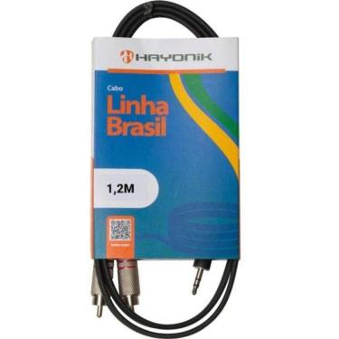Imagem de Cabo De áudio Linha Brasil P2 Estéreo X 2 Rca 1,2m Preto Hayonik