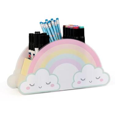 Imagem de Porta-lápis para mesa, suporte de caneta de acrílico, organizador de suprimentos de nuvem arco-íris para casa, sala de aula, escritório, armazenamento de mesa, artigos de papelaria, presentes de