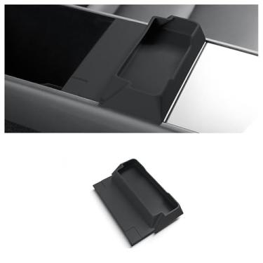 Imagem de STAMOO Para Tesla Model Y Launch/Juniper 2025 console central apoio de braço caixa de armazenamento bandeja de óculos organizador acessórios interiores de carro (preto)