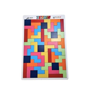 Imagem de Brinquedo Educativo Jogo Tetris Madeira Combinação De Peças Mdf