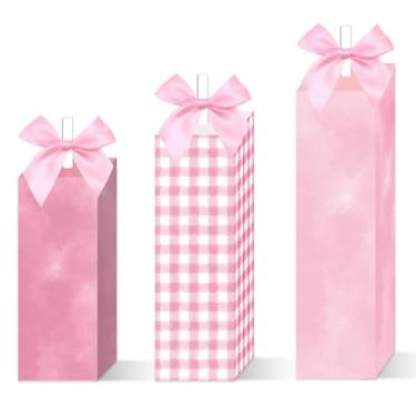 Imagem de 3 peças de decoração de mesa de coquete de arco rosa placa de bloco de arco decoração rústica casa de fazenda mesa de madeira centros de mesa para casa cozinha prateleira decorações de escritório