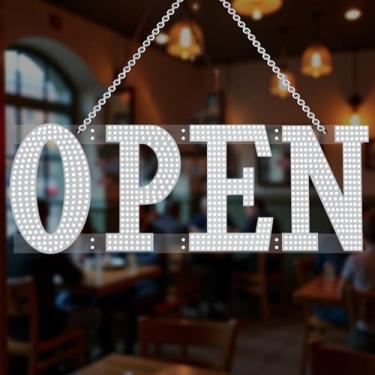 Imagem de Placa aberta piscante LED 101,6 cm x 35,5 cm | Altamente visível de longe | Aplicativo e controle remoto | Brilho ajustável e piscante | Função de temporizador | Fácil instalação | Atraia clientes dia