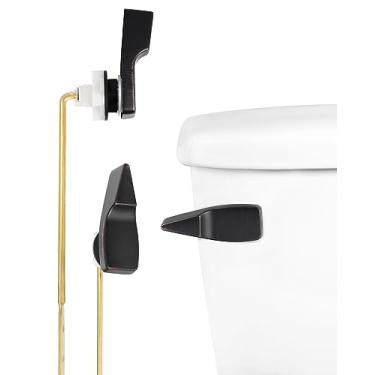 Imagem de Hibbent Substituição do puxador do vaso sanitário, alavanca de encaixe frontal compatível com o padrão americano, alavanca de viagem de vaso sanitário com correntes de melindrosa de aço inoxidável, bronze polido a óleo