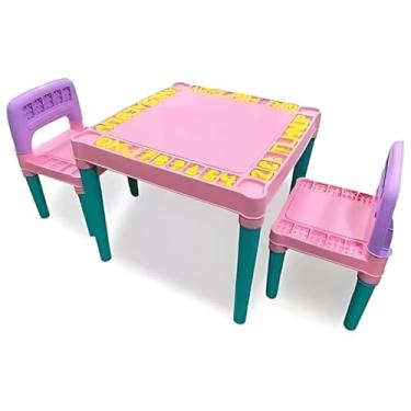 Imagem de Genérico, Mesa Alfabetizadora Colorida Divertida Com 2 Cadeiras