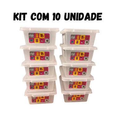 Imagem de Kit 10 unidades caixa/pote organizador c/ tampa 2,5l biopratika dup