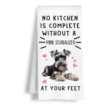 Imagem de HSIASHENG Toalhas de mão engraçadas mini Schnauzer para cozinha, decoração de casa de banho, uma cozinha não está completa sem uma mini toalha de prato Schnauzer, presente para amantes de cães, 40 ×