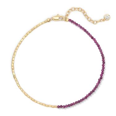 Imagem de DREMMY STUDIOS Tornozeleira feminina banhada a ouro 14 K, feita à mão, com contas, corrente de elos de contas para presente, Medium, Sem Pedra Preciosa