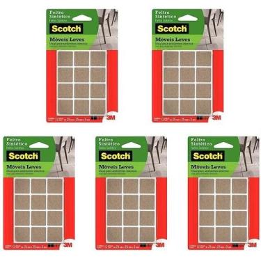 Imagem de Kit 5 Feltro Adesivo Cadeira Sofa Quadrado SCOTCH 3M 25MM 12U