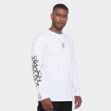 Imagem de Camiseta Santos Eterno Campeão Manga Longa Masculina - WANTED, Branco,