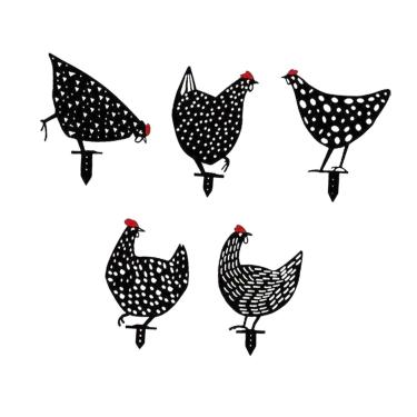 Imagem de Generic 5 peças de estacas de jardim de galinhas, enfeites de arte de quintal, decorações 2D, decoração externa, estacas de gramado para jardinagem, pátio