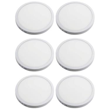Imagem de Kit 6x Painel Plafon Sobrepor Alumínio Redondo LED 18W 20cm Bivolt Branco Quente