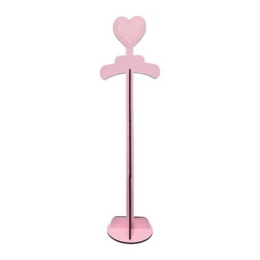 Imagem de Ｂｅｓｇａ Suporte para roupas de bebê, cabide para vestidos com topo de coração, altura ajustável, cabide para roupas, para quarto de criança, bonecas, Rosa