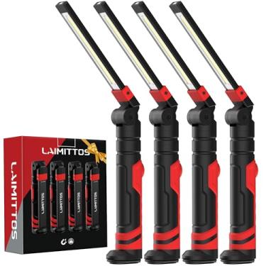 Imagem de LAIMITTOS Luz de trabalho recarregável de 2500 mAh magnética LED para trabalho, lanterna mecânica, ferramenta para homens, lâmpada dobrável com gancho para reparo de carro, churrasqueira de emergência