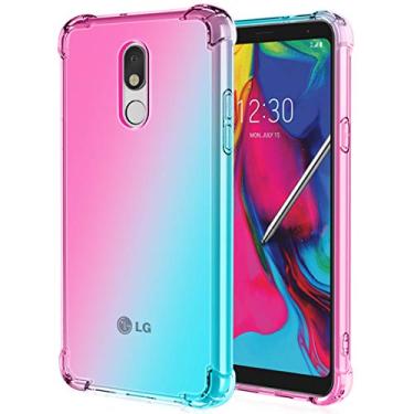 Imagem de Ueokeird Capa para LG Stylo 5/Stylo 5 Plus/Stylo 5V/Stylo 5X, capa de telefone transparente e fofa gradiente, fina, antiarranhões, flexível, capa protetora à prova de choque para LG Stylo 5 (rosa)