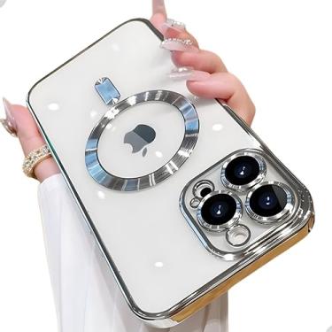 Imagem de Capa Capinha Clear Case Premium Compatível com Mag-Safe para Carregamento com Indução Para iPhone 14 Plus (Prata)
