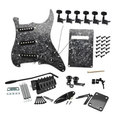 Imagem de MERIGLARE Kits de guitarra elétrica faça você mesmo com 11 furos, placa de proteção multifuncional com placa traseira retrô e entrada de guitarra para, Black C