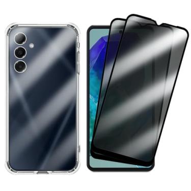 Imagem de Kit Proteção Para Galaxy M55, Capa TPU Transparente + 2 Películas Vidro 3D Privacidade Anti Spy