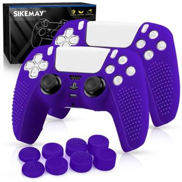 Imagem de SIKEMAY [Pacote com 2 películas para controle PS5, capa protetora de silicone antiderrapante e espessa, perfeitamente compatível com o controle Dualsense do Playstation 5 com 8 tampas de aperto de
