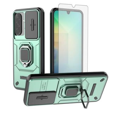 Imagem de Asuwish Capa de telefone para Samsung Galaxy A26 5G com capa deslizante para câmera protetora de tela de vidro temperado, suporte de anel, resistente, fino, protetor militar, célula híbrida A 26 26A
