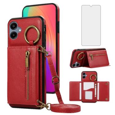 Imagem de Asuwish Capa carteira compatível com Samsung Galaxy A06 5G com protetor de tela de vidro temperado e alça de ombro transversal com fivela de anel e suporte de cartão para celular Ao6 A 06 4G LTE