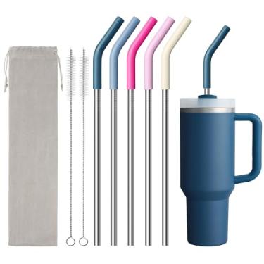 Imagem de Diumepo Canudos de metal de substituição para Stanley Quencher copo de 1,134 g, canudos de metal reutilizáveis de 30 cm de comprimento para copos simples e modernos, Meoky Tumbler 1,134 g, 1 bolsa