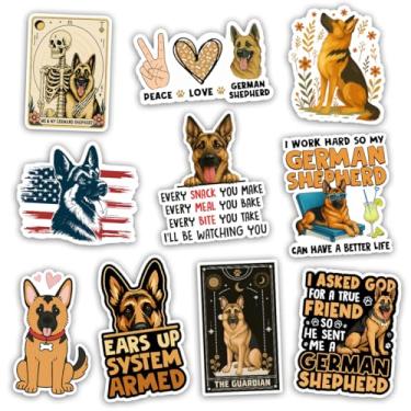 Imagem de TODOLIA Pacote de adesivos de pastor alemão (10 peças de 7,6 cm), pastor alemão K9, adesivo de cachorro polícia, presente para dono de animal de estimação, mãe, pai, amante de filhotes, decoração para