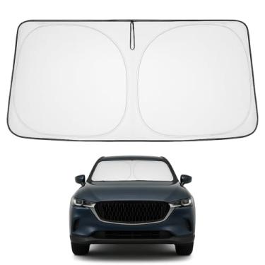 Imagem de Proadsy Guarda-sol para para-brisa ajuste personalizado Mazda CX-9 CX9 2016-2023 4 camadas protetor solar frontal dobrável blocos de viseira de sol raios UV mantêm o refrigerador do carro