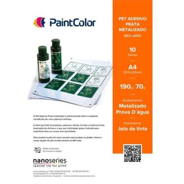 Imagem de Vinil PET Adesivo Prata Metalizado Prova Dagua A4 - 10 F - nano series