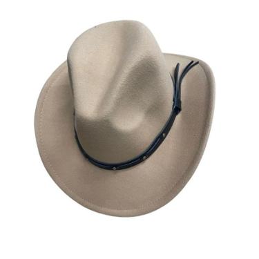 Imagem de Chapéu Country Western Cowboy Hat Unisex Aba Pequeno Fita Em Couro, Lady Jazz Caps, Cavalheiro Retro, Inverno Cor:begees