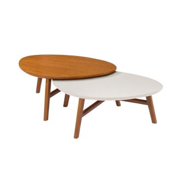 Imagem de Mesinha Centro Organica Manaus Base Madeira De Sala Kit C- 2