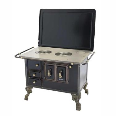 Imagem de Fogão A Lenha N° 03 Barroco Preto Com Tampa Saída Direita 3bdtpr - Venâncio