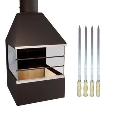 Imagem de Churrasqueira de Parede E62V - com vidros laterais e Espetos Simples -