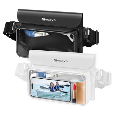 Imagem de Niveaya Pochete IP68 à prova d'água – pacote com 2, bolsa seca flutuante, bolsa de cintura impermeável para celular, bolsa seca, praia, caiaque, natação, itens essenciais de barco, para iPhone 17/16