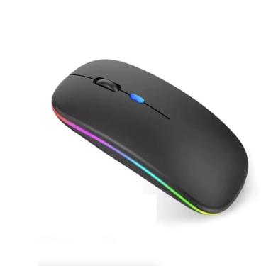 Imagem de Mouse sem fio Led RGB Gamer Recarregável Bluetooth + Usb/usb-c / 1600dpi 3 velocidades e 2 Modos (Preto)
