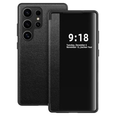 Imagem de Capa flip para Samsung Galaxy S23 Ultra S View, capa protetora de 360 graus para Samsung S23 Ultra, capa flip para Samsung S23 Ultra (preta)