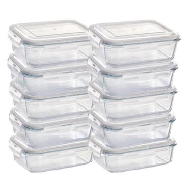 Imagem de 10 Potes de Vidro Hermetico Alimentos com Tampa Plástica Marmita Manti