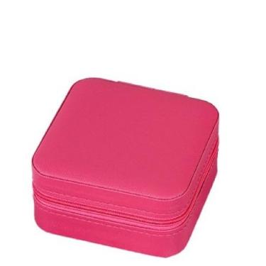 Imagem de Porta-Jóias Duplo Mini Portátil de Couro | Organizador Multifuncional para Bijuterias(ROSA PINK,2 unidades)