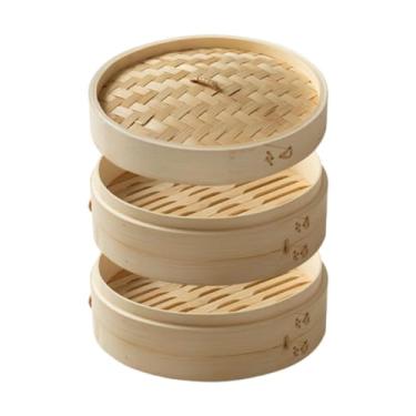 Imagem de SiaBiced Cesta de Vapor de Bambu, Cesta de Vapor para Pães, Vaporizador de Alimentos Tradicionais, Vaporizador de Bolinhos, 30cm 2 camadas