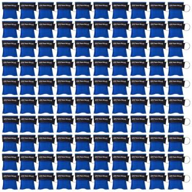 Imagem de KONGDY 100 Contagens Rcp Máscara De Bolso Chaveiro, Rcp Face Shield Com Válvula Unidirecional Barreira Respiratória Para Primeiros Socorros Ou Treinamento De Rcp Descartável Azul