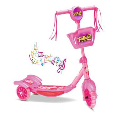 Imagem de Patinete Infantil 3 Rodas Musical Luzes E Cesto Cor Rosa Segma Toys - 