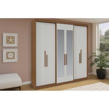 Imagem de Guarda Roupa Casal 6 Portas (2 c/ Espelho) e 4 Gavetas PH 18041 Carvalho/Off White - Herval