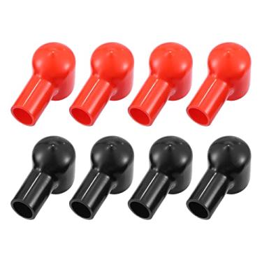 Imagem de X AUTOHAUX 8 peças tampas de terminal de bateria em forma de tubo botas de terminal de bateria isolantes para carros barco preto vermelho