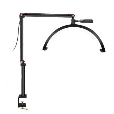 Imagem de Luz Led Meia Lua Para Cílios Tatuagem Esteticista Mesa Braço Oscilante Chicote Branca Preto