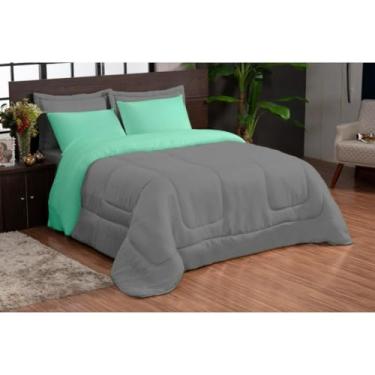 Imagem de Kit Edredom Casal 3 Peças Dupla Face com Fronhas – Macio e Econômico para o Frio(DEUS ERDE CINZA)