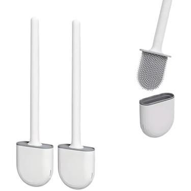 Imagem de Kit 2 Escovas Sanitárias Silicone Premium - Com Suporte Escova Flexível Limpeza Multiuso Banheiro Privada Antibacteriana Durável Higiene Completa Design Minimalista