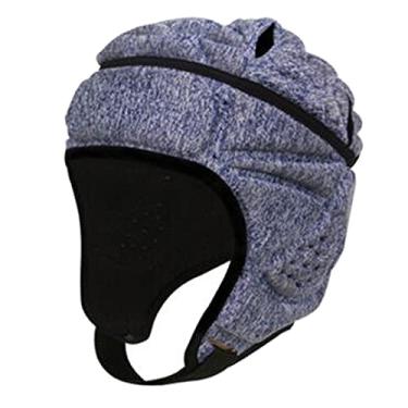 Imagem de Simhoa Chapéu de Rugby Roller Hat protetor para cabeça, protetor de cabeça de rugby, acolchoado colisão de impacto para crianças, branco azul