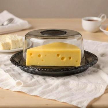 Imagem de Porta Queijo Fume Decorada Trança Com Tampa Para Mesa 16cm - Keita